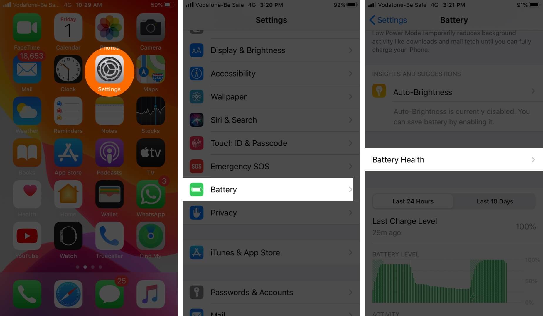 Open Settings Tap on Battery and Then Tap on Battery Health