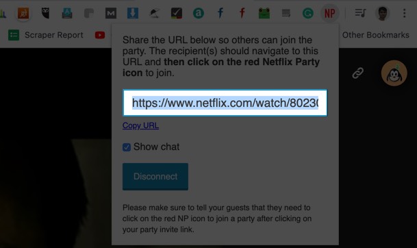 Share URL to Use Netflix Party on Mac