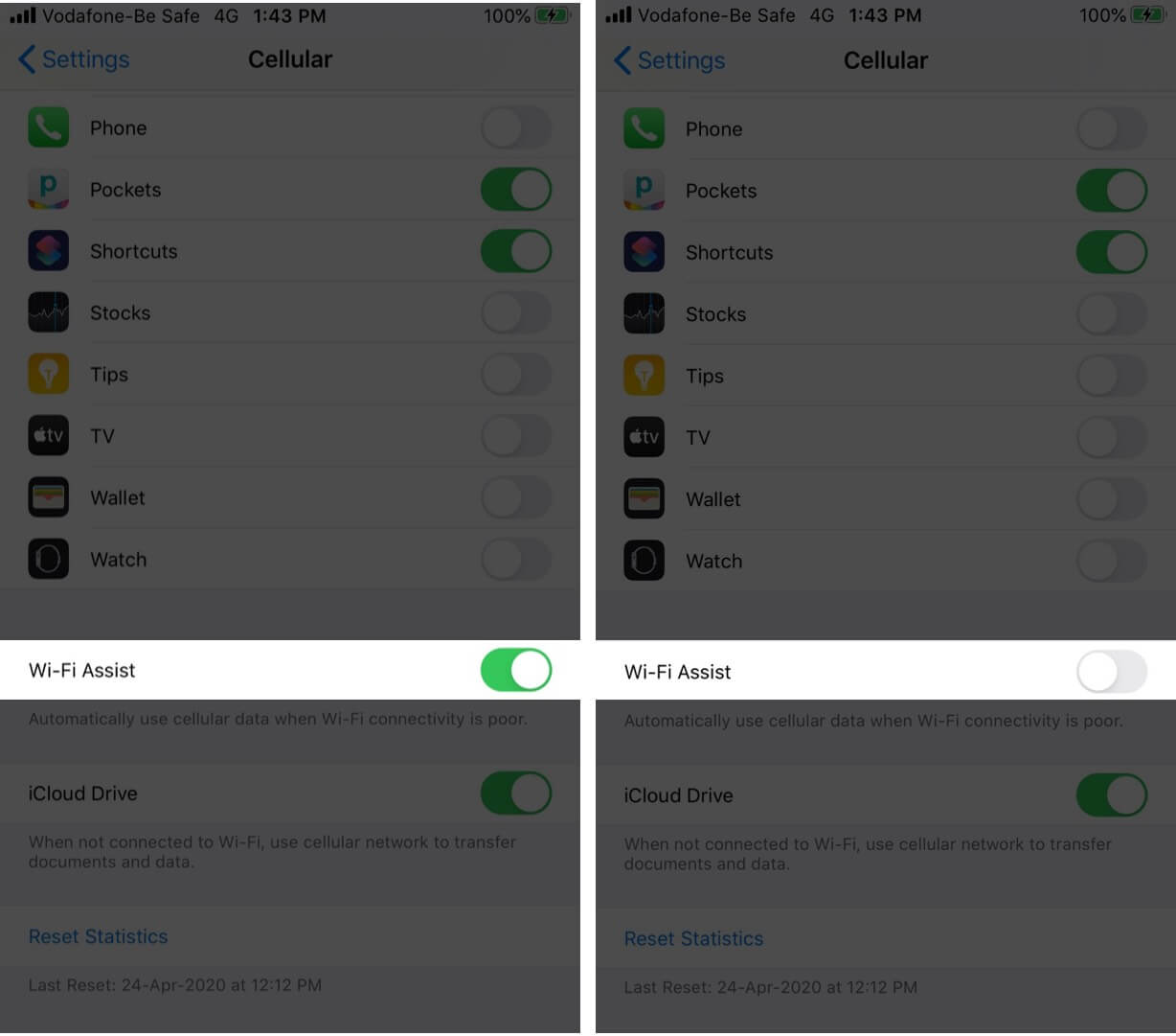 Turn Off Wi-Fi Assist on iPhone