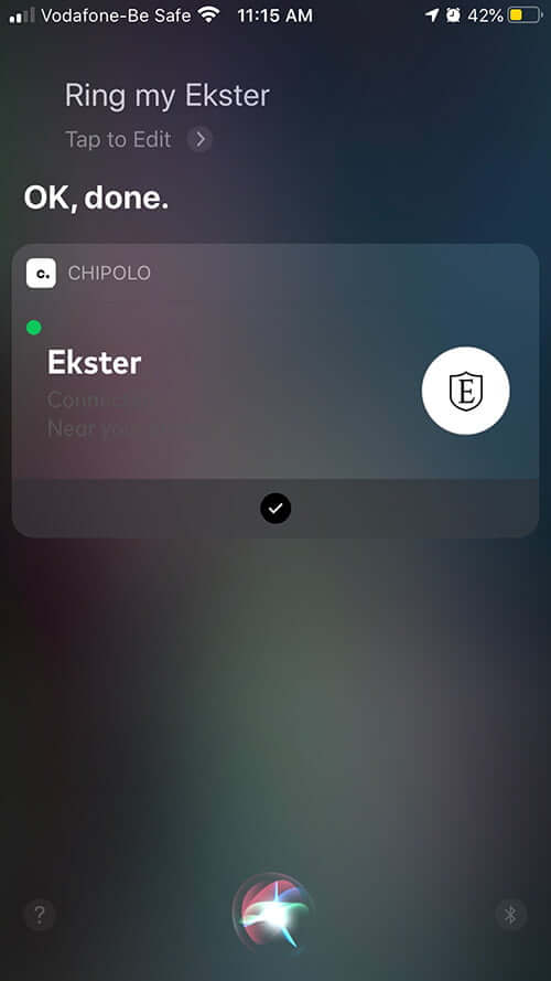 Ask Siri to ring or stop your Ekster card