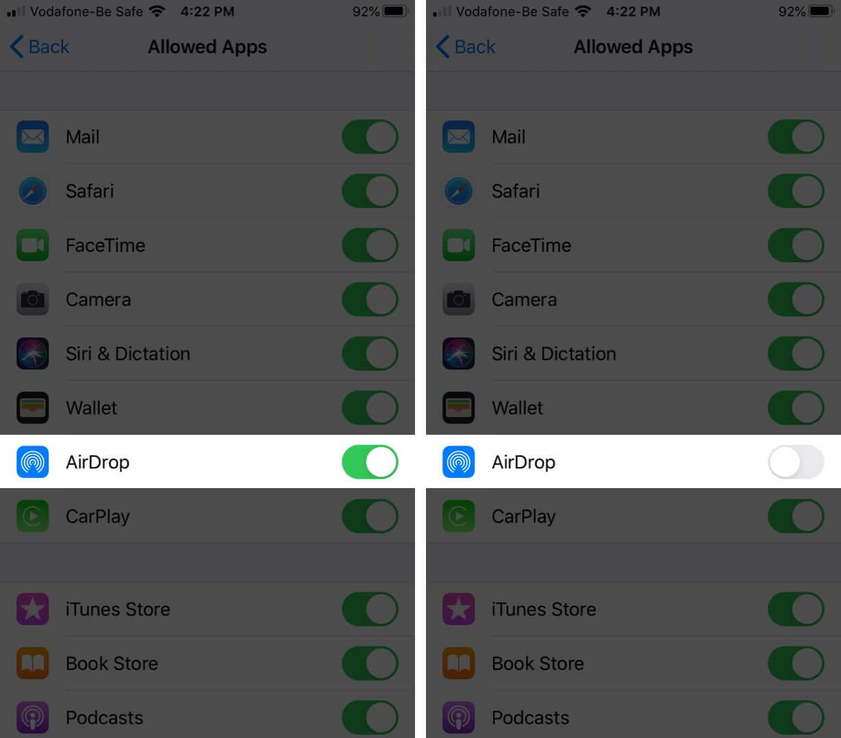 Stop AirDrop with Screen Time on iPhone