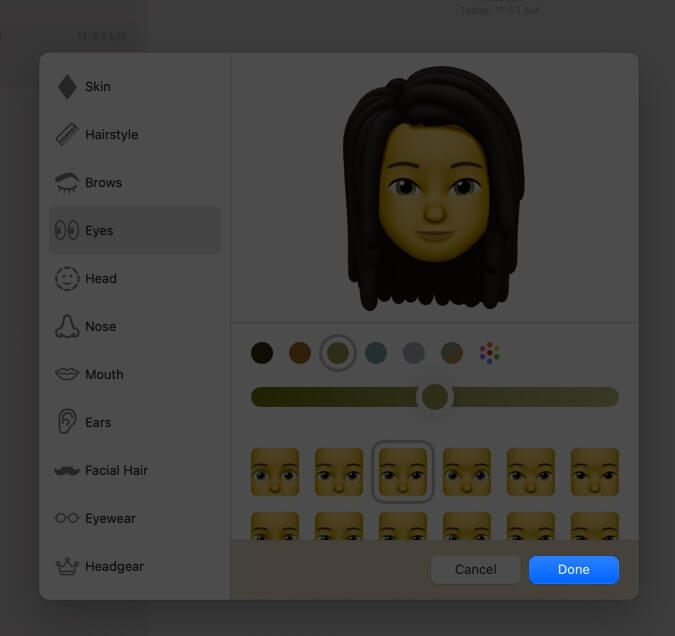 click on done to create memoji in macos big sur