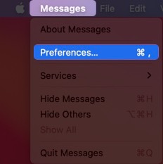 open messages preferences on mac running macos bug sur