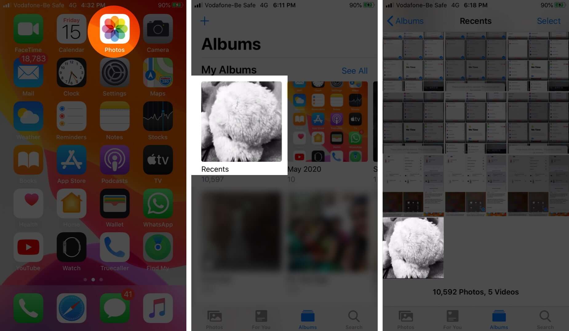 open photos app tap on album and then tap on edited photo