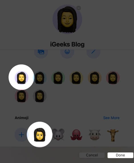 select memoji and click on done