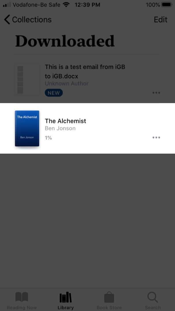 tap on downloaded book to read