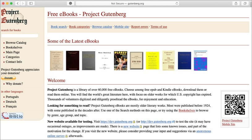 visit gutenberg to download free ebooks