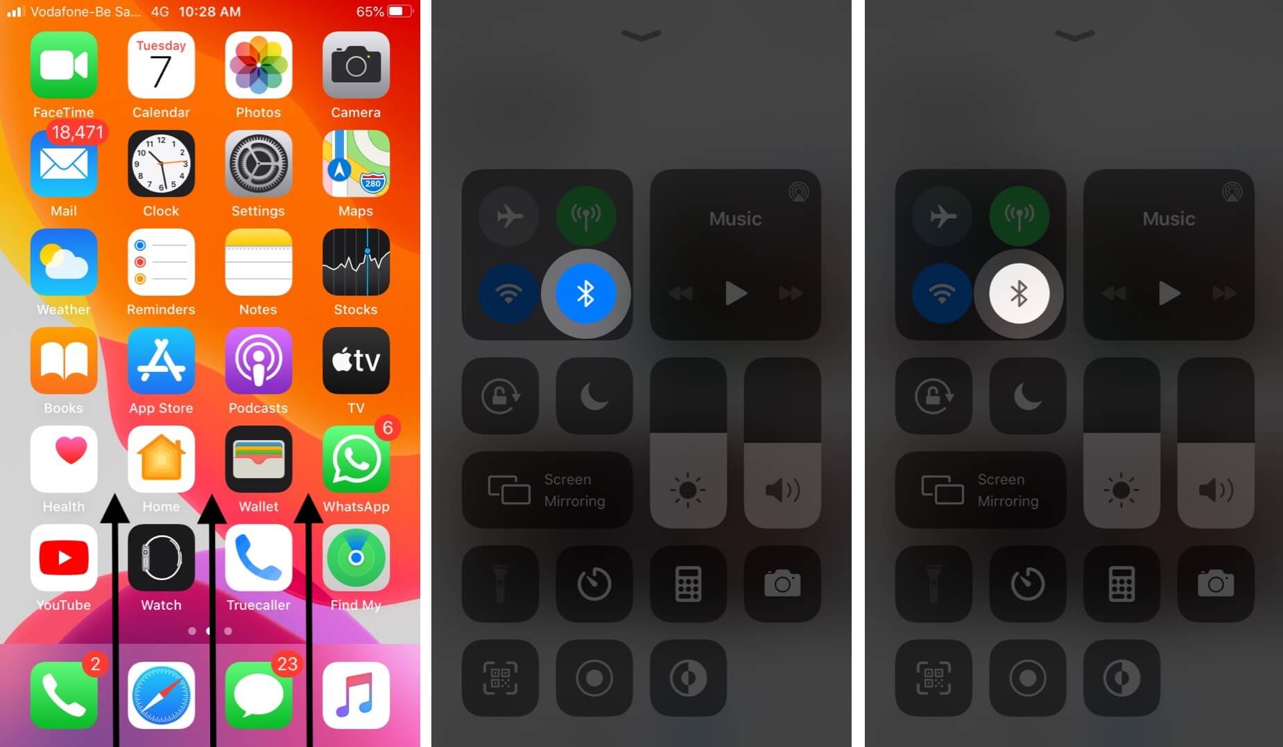 Turn Off Bluetooth from Control Center on iPhone