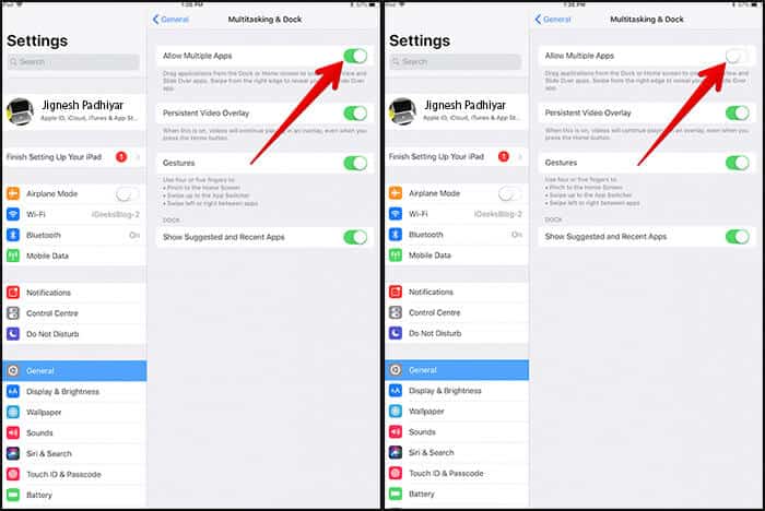 Turn Off Mutitasking in iOS 11 on iPad