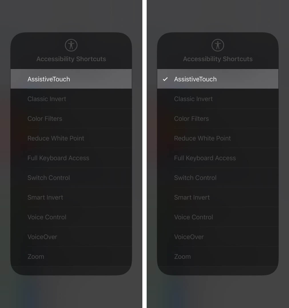 access accessibility shortcuts using control center on iphone
