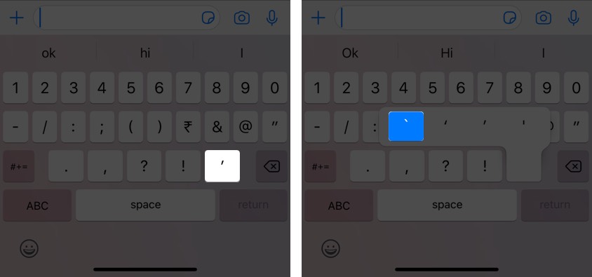 long press on aphostropy and choose backtick on iphone keyboard