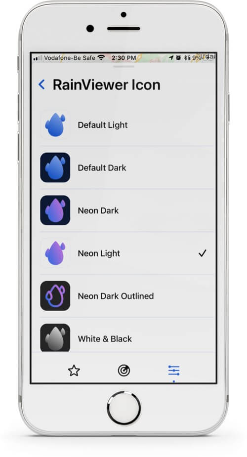select rainviewer app icon for home screen