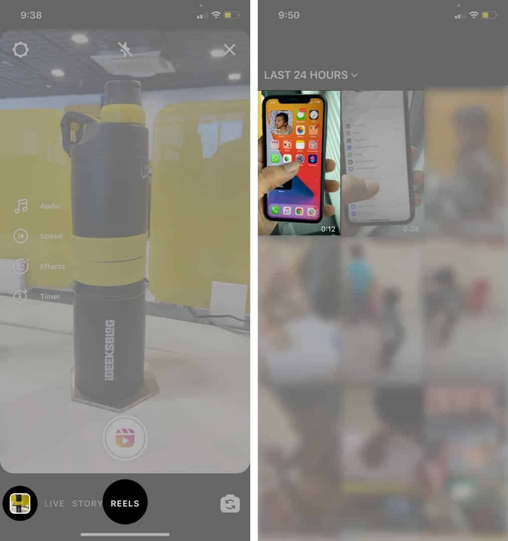 select reels tap on gallery and then choose video in instagram