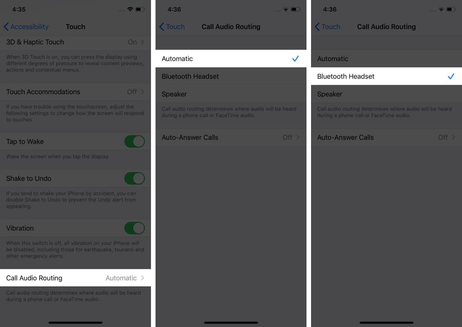 tap on call audio routing and select bluetooth headset to route iphone calls to bluetooth speakers