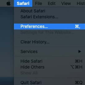 Click on Preferences in Safari on Mac