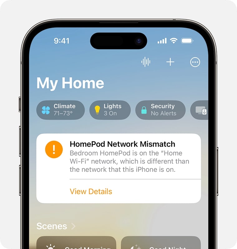 HomePod Network Mismatch alert