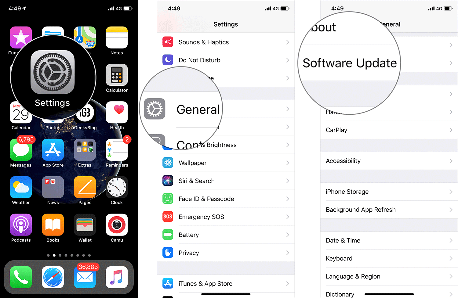 Tap on Settings then General then Software Update on iPhone
