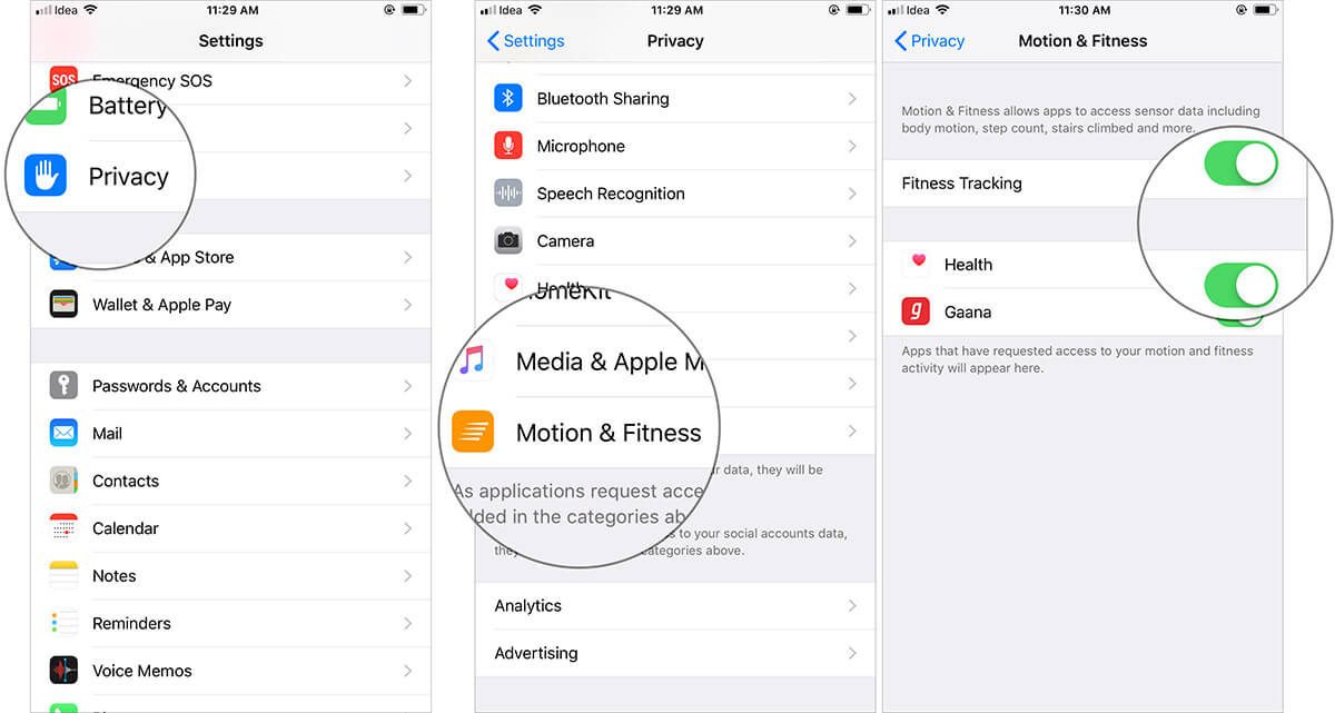 Turn ON Fitness Tracking and Health in iPhone Motion and Fitness Settings
