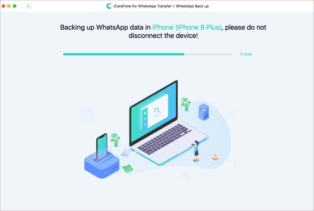 creating backup of whatsapp data in icarefone on mac