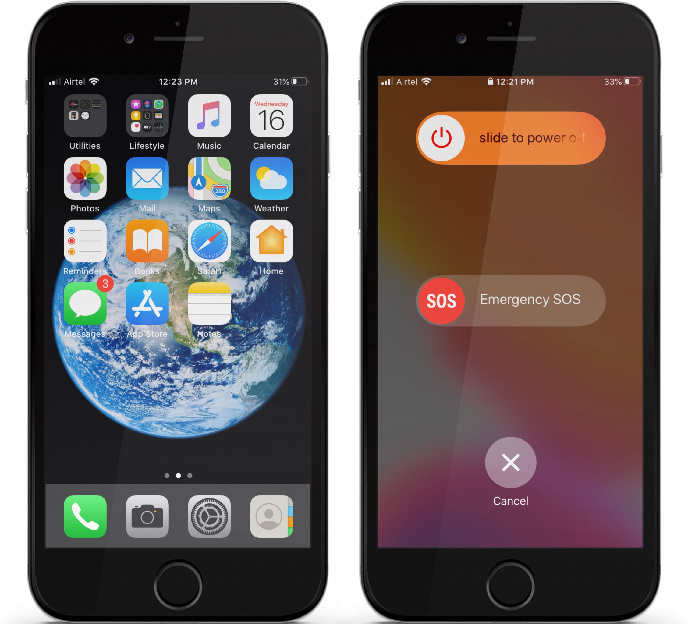 drag emergency sos slider to call emergency services on iphone 7 or earlier