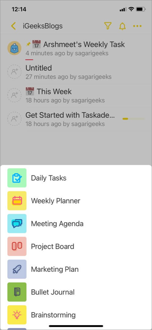 manage your team and tasks from one place using taskade app on iphone