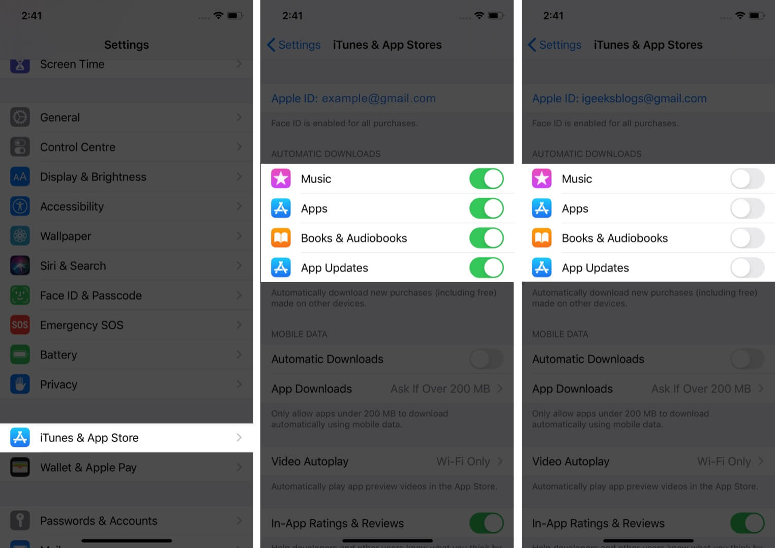 First 18 Things to Do When You Get a New iPhone open settings tap on itunes app store and turn off toggle for app updates on iphone