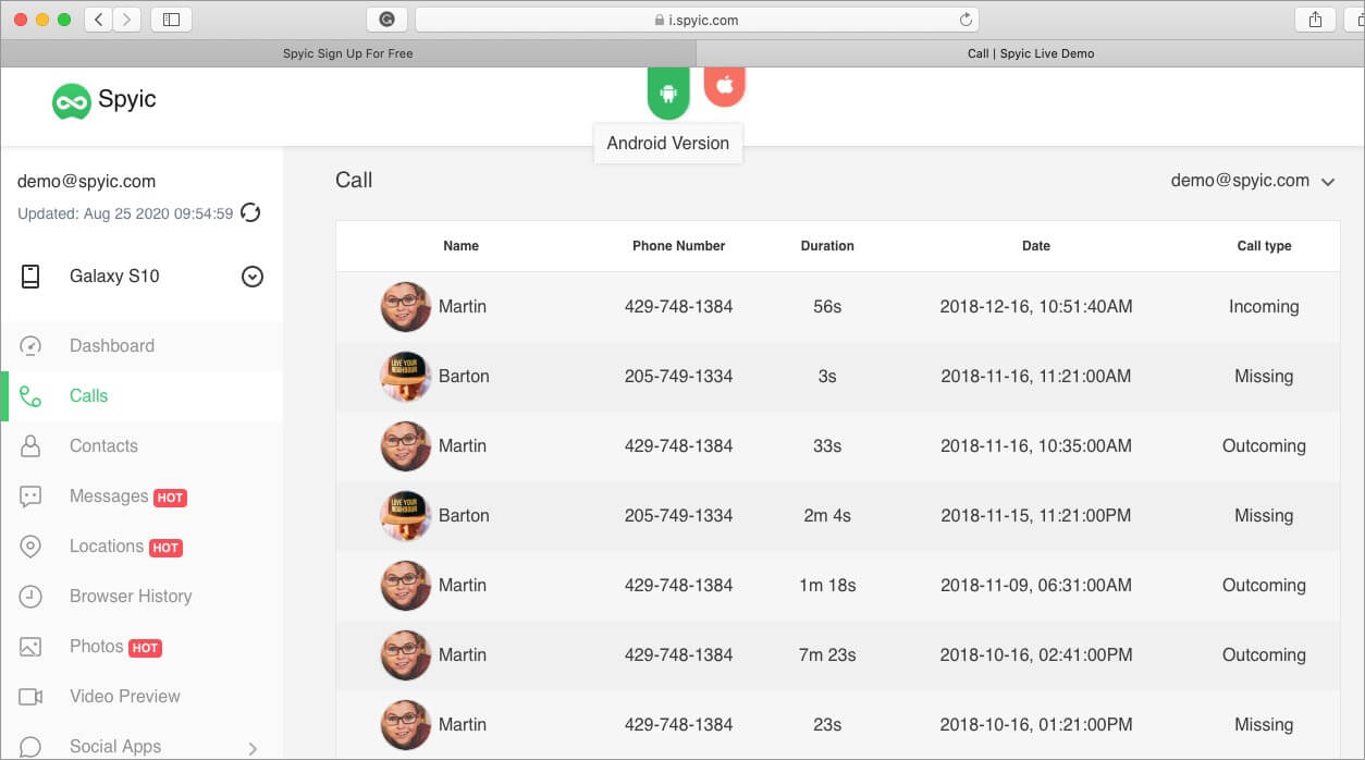 track incoming and outgoing calls from smartphone using spyic parental control software