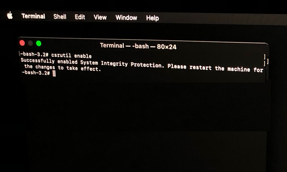 turn on system integrity protection on mac