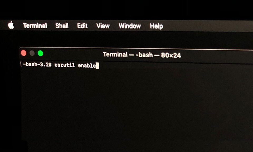 type csrutil enable command in terminal app on mac