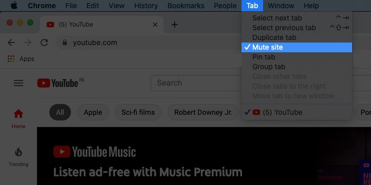 unmute tab in chrome on mac