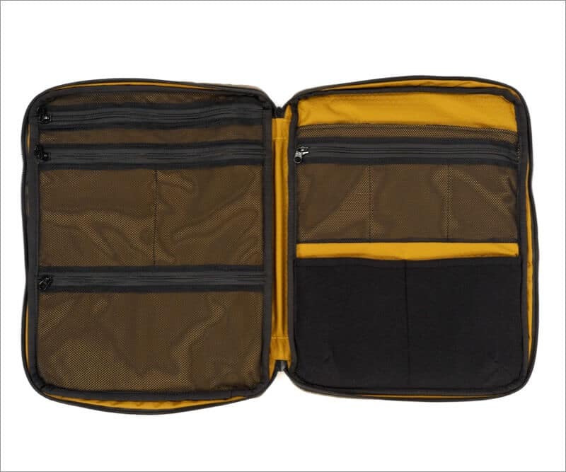 waterfield tech folio bag opens flat and easy to pack