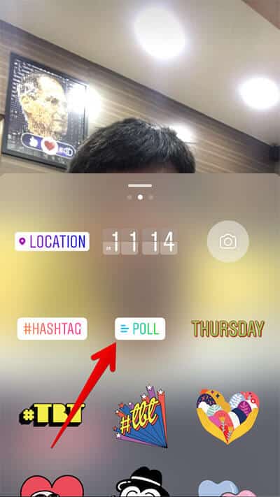 Tap on Poll in Instagram on iPhone