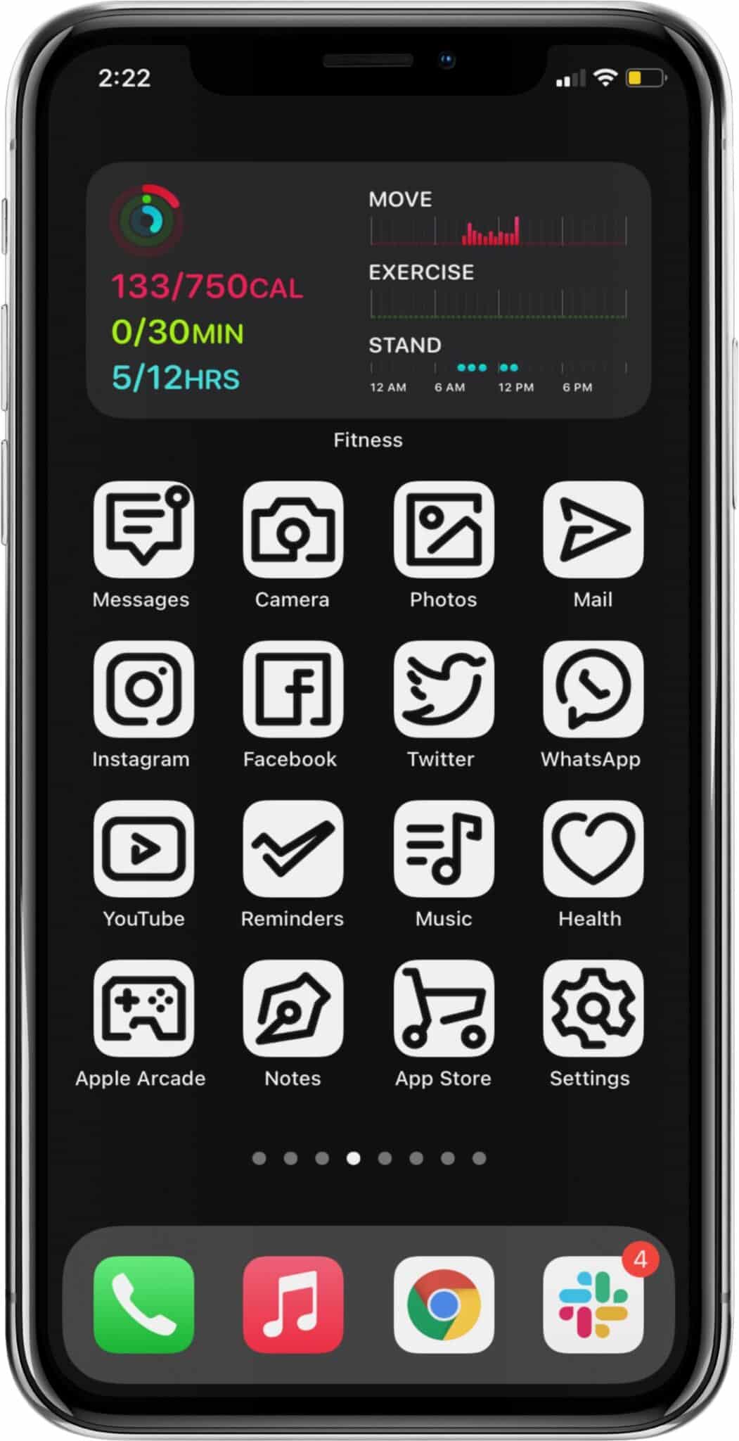 black & white aesthetic app icon set for iphone runnng ios 14