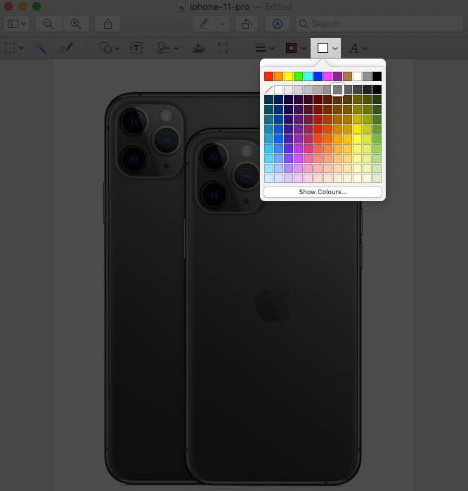 change shape's color in screenshot in mac preview app