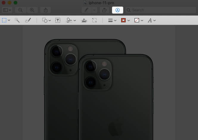 click on pencil button to show markup toobar in preview app on mac