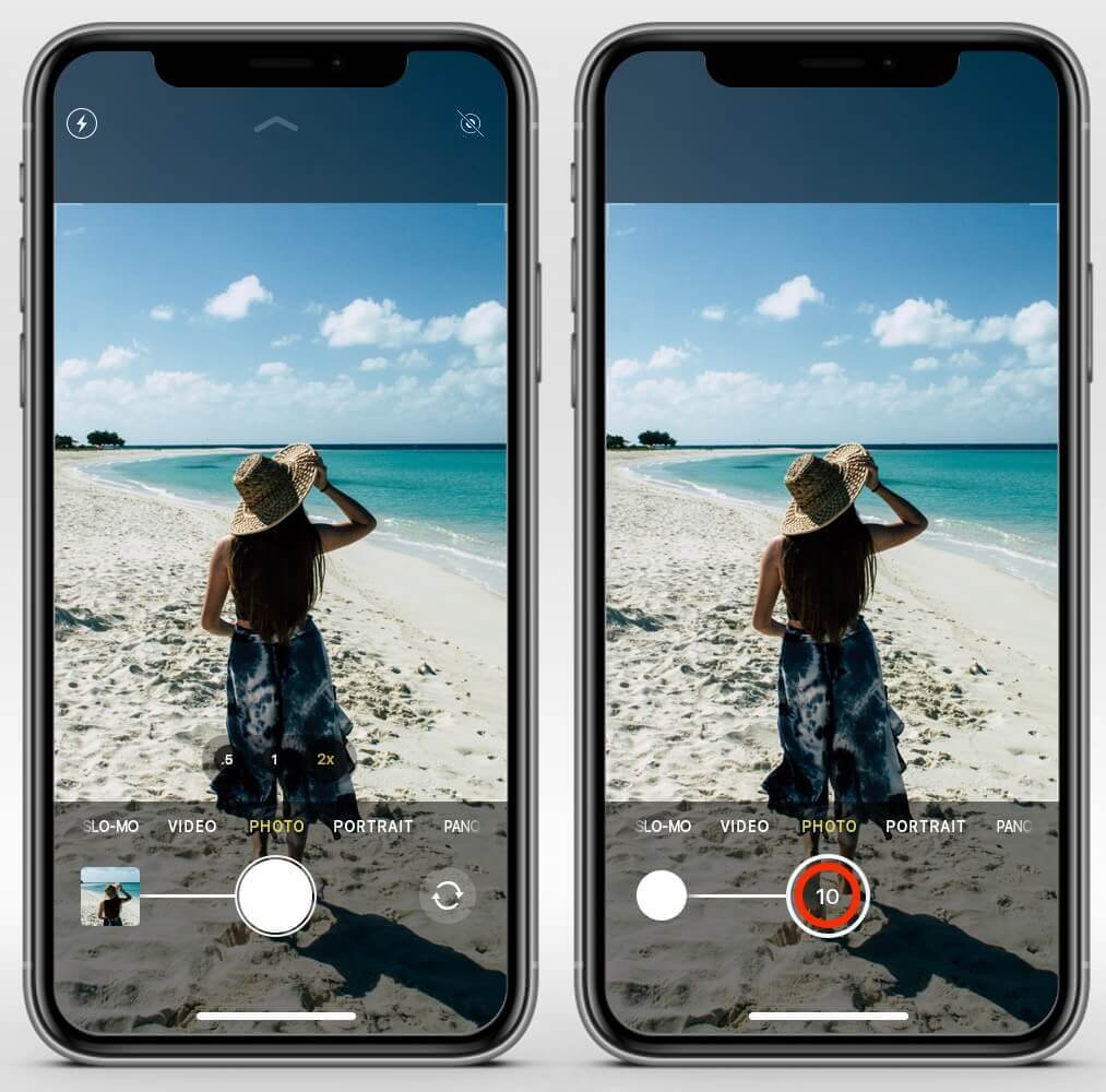 drag camera shutter button to take burst photos on iphone 11 pro max
