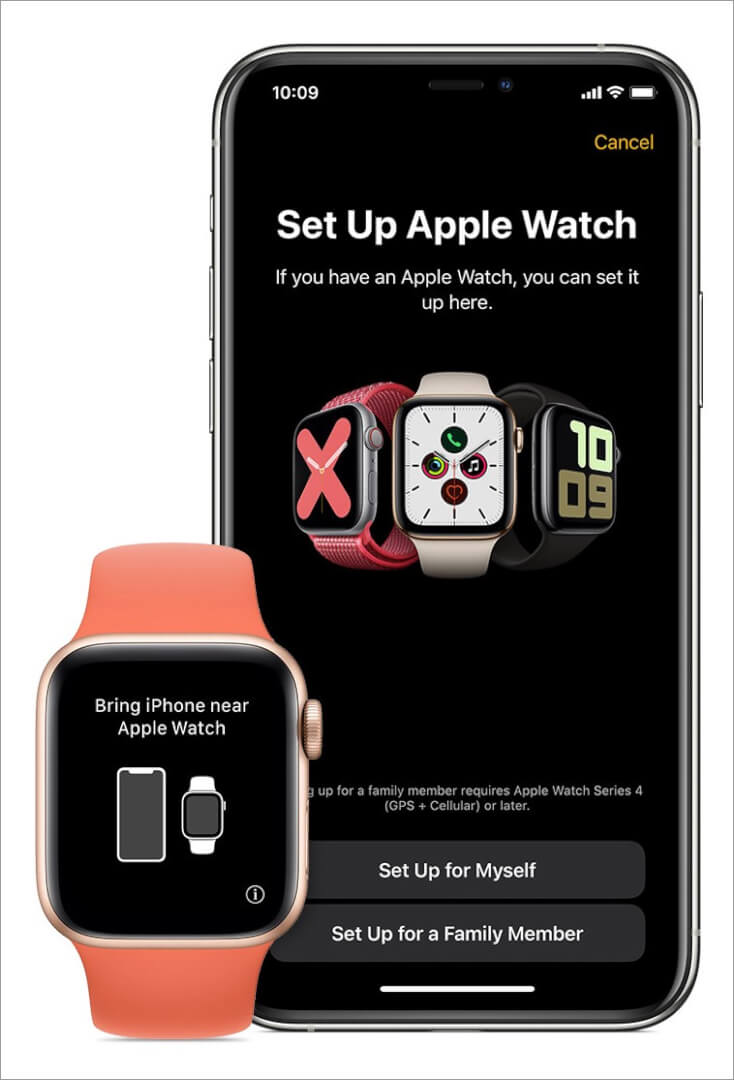 hold apple watch near iphone and tap on set up for family member