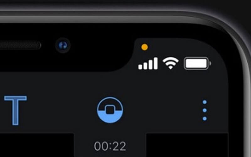 orange dot on iphone status bar