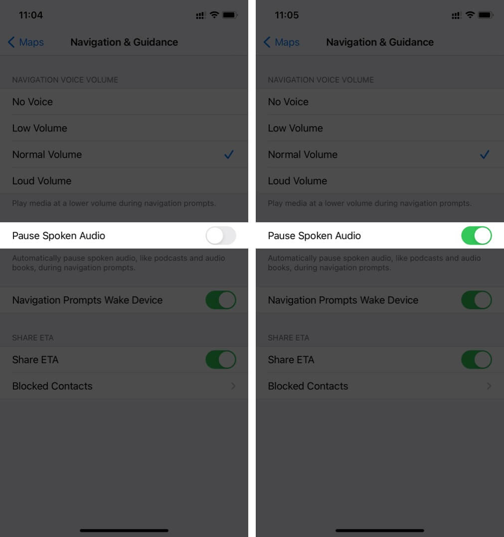 Pause Spoken Audio During Navigation Prompts in Apple Maps on iPhone