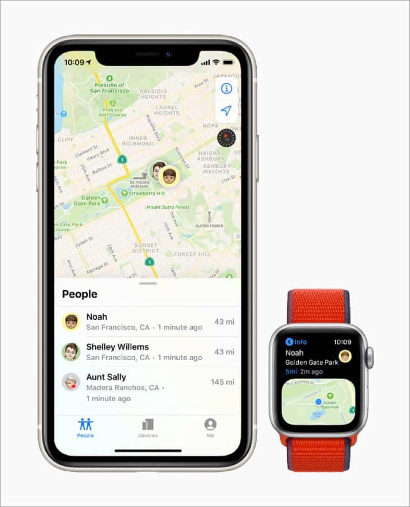 receive location notification of family member with find people app on apple watch