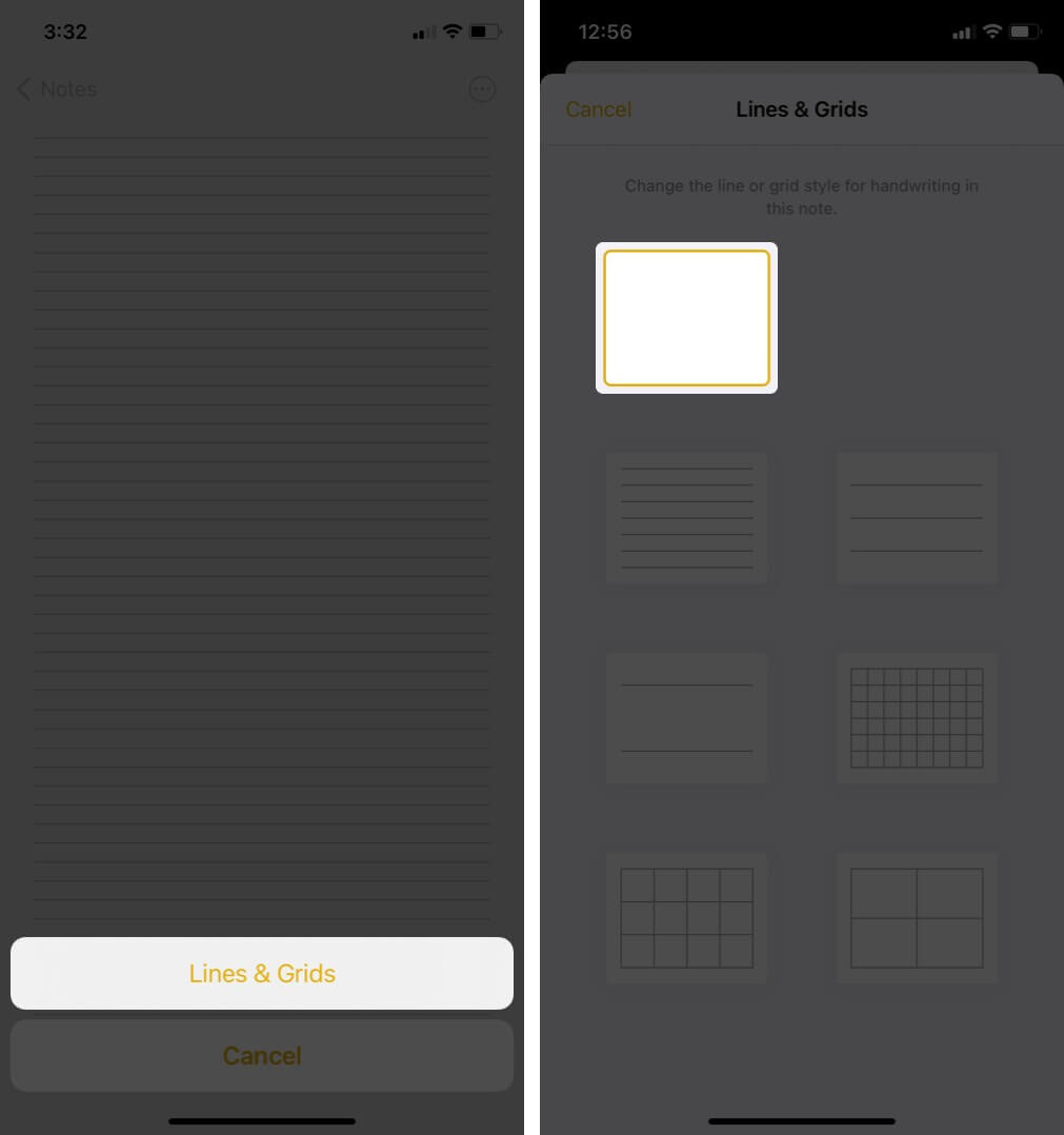remove lines & grids from a notes app