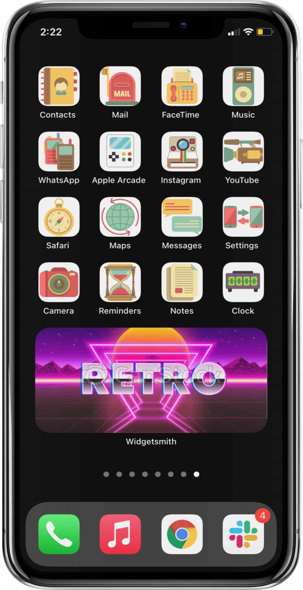 retro aesthetic app icon set for iphone runnng ios 14