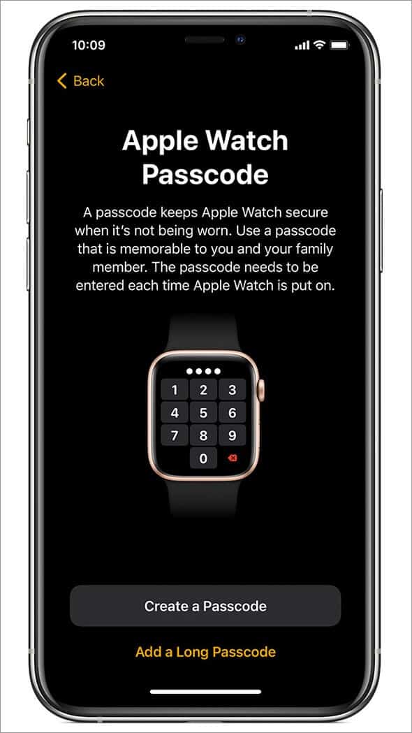set passcode for apple watch
