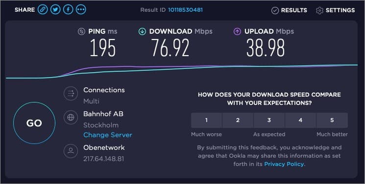 speed test of internet before enabling ivacy vpn