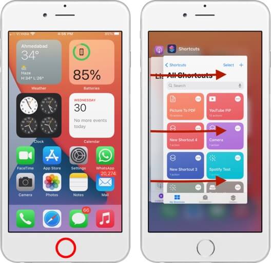 switch between apps on iphone with home button