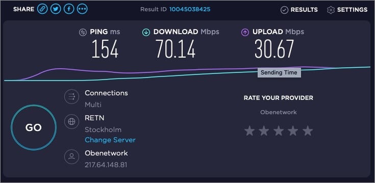 testing speed of internet with openvpn and multihop protocol