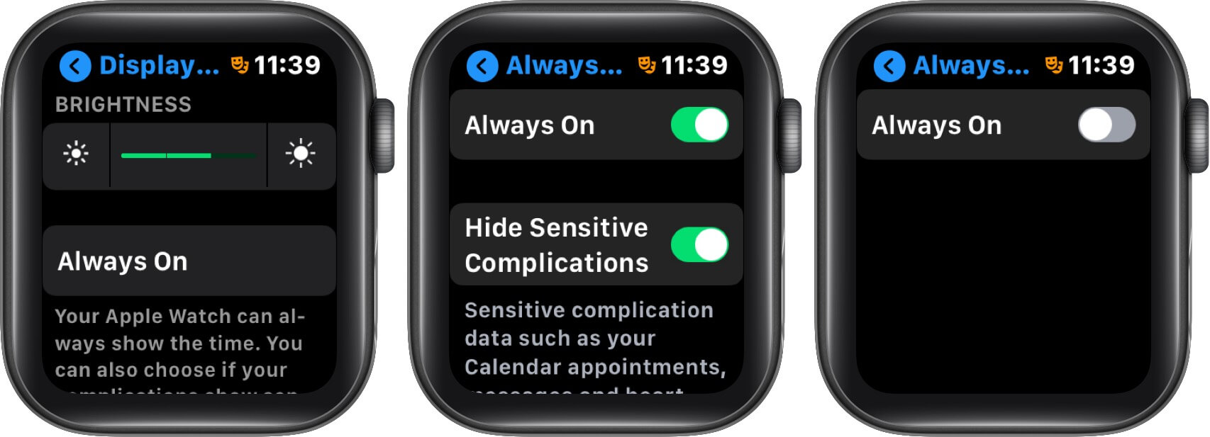 turn off always on display on apple watch