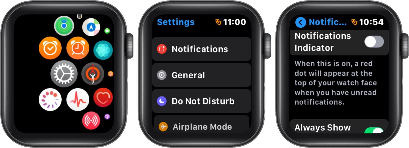 turn off notifications to remove red dot on apple watch