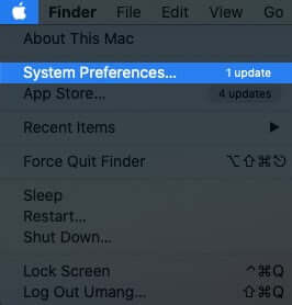 click on apple logo and then select system preferences on mac