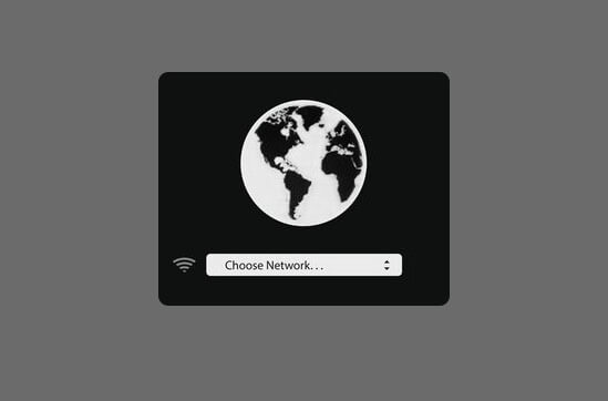 Click on Choose Network to Connect Mac with Wi-Fi in Internet Recovery Mode